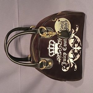 Black Royal Juicy Couture Velour Hand Bag Purse YHRU1931